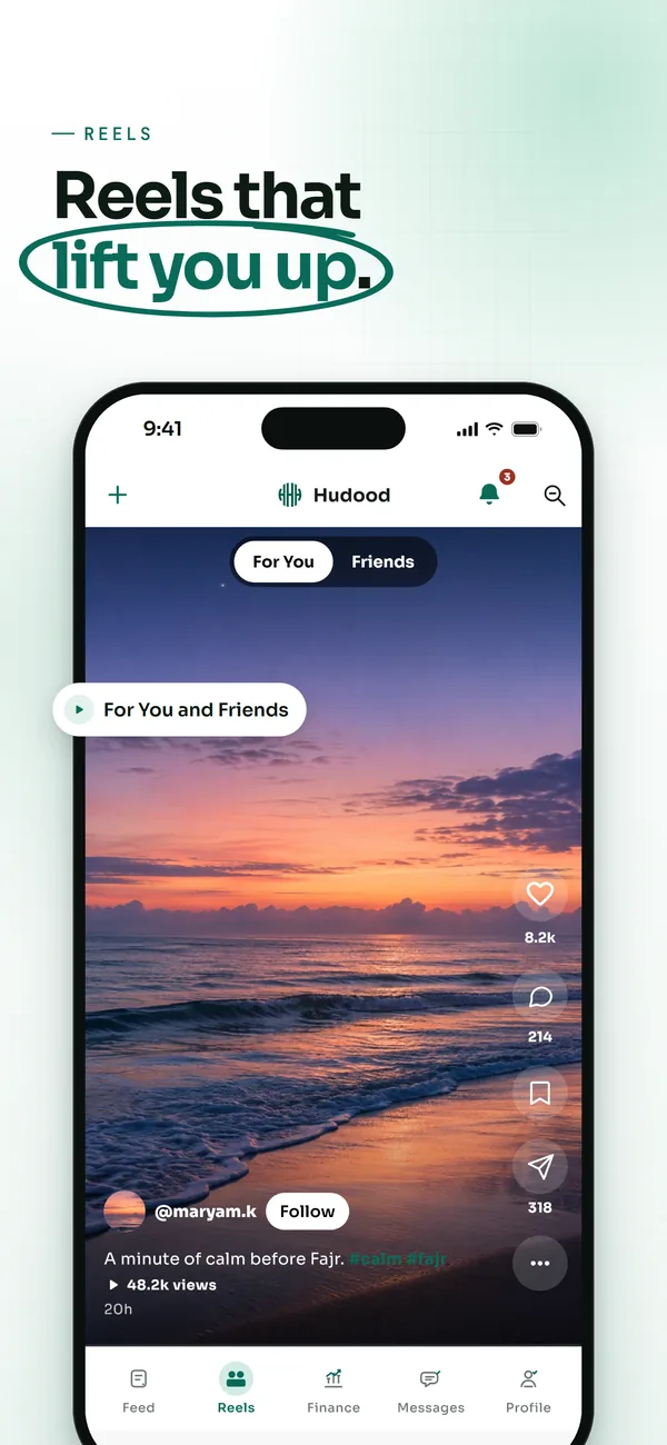 Reels that lift you up: a calm reel with For You and Friends tabs