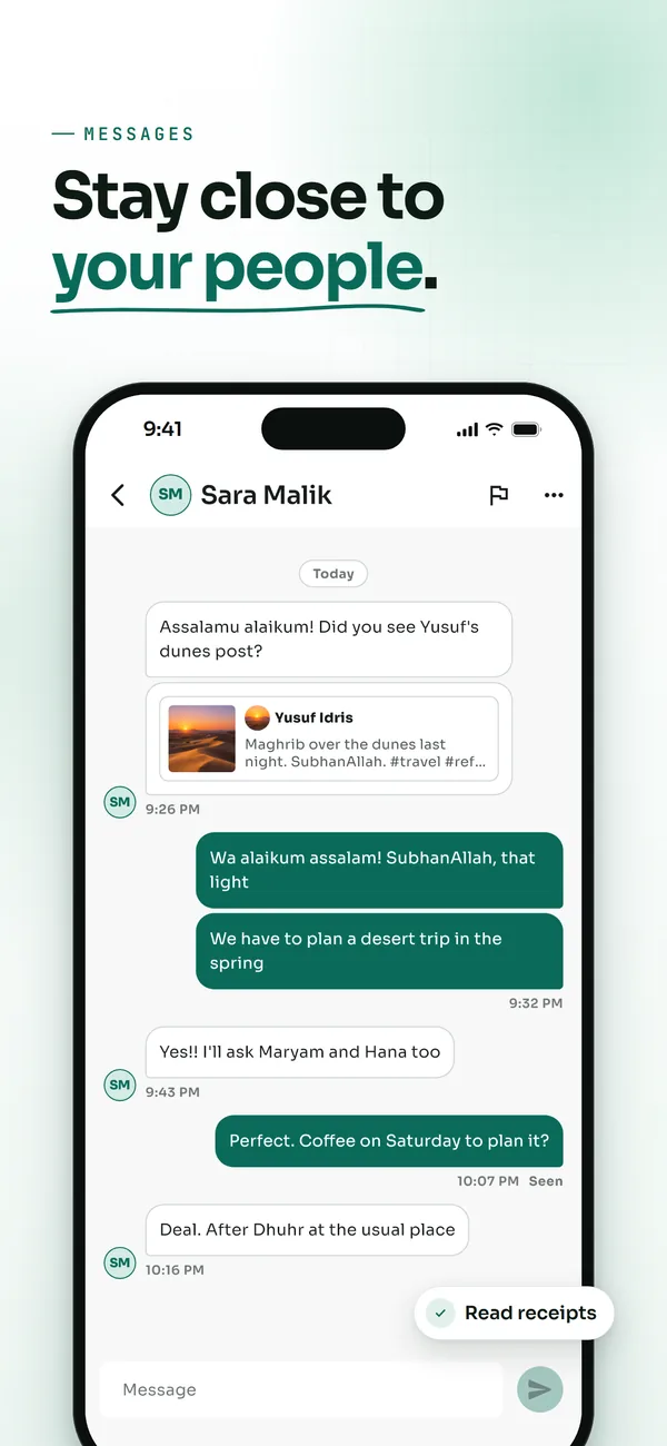 Stay close to your people: a private chat with read receipts