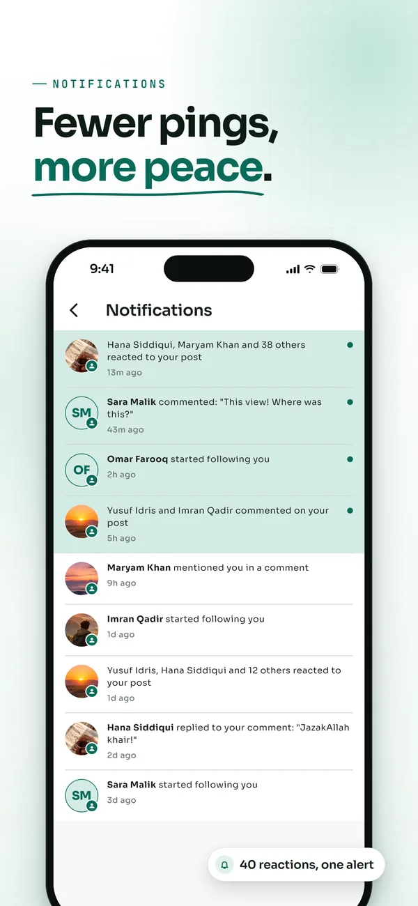 Fewer pings, more peace: forty reactions in one notification